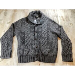 New Tasso Elba Collezione Mens Gray Cable Knit Shawl Grandpa Cardigan Sweater